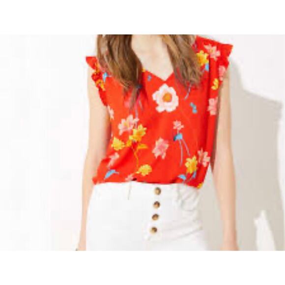 Ann Taylor LOFT red Lilly back bar top size M - Picture 2 of 7